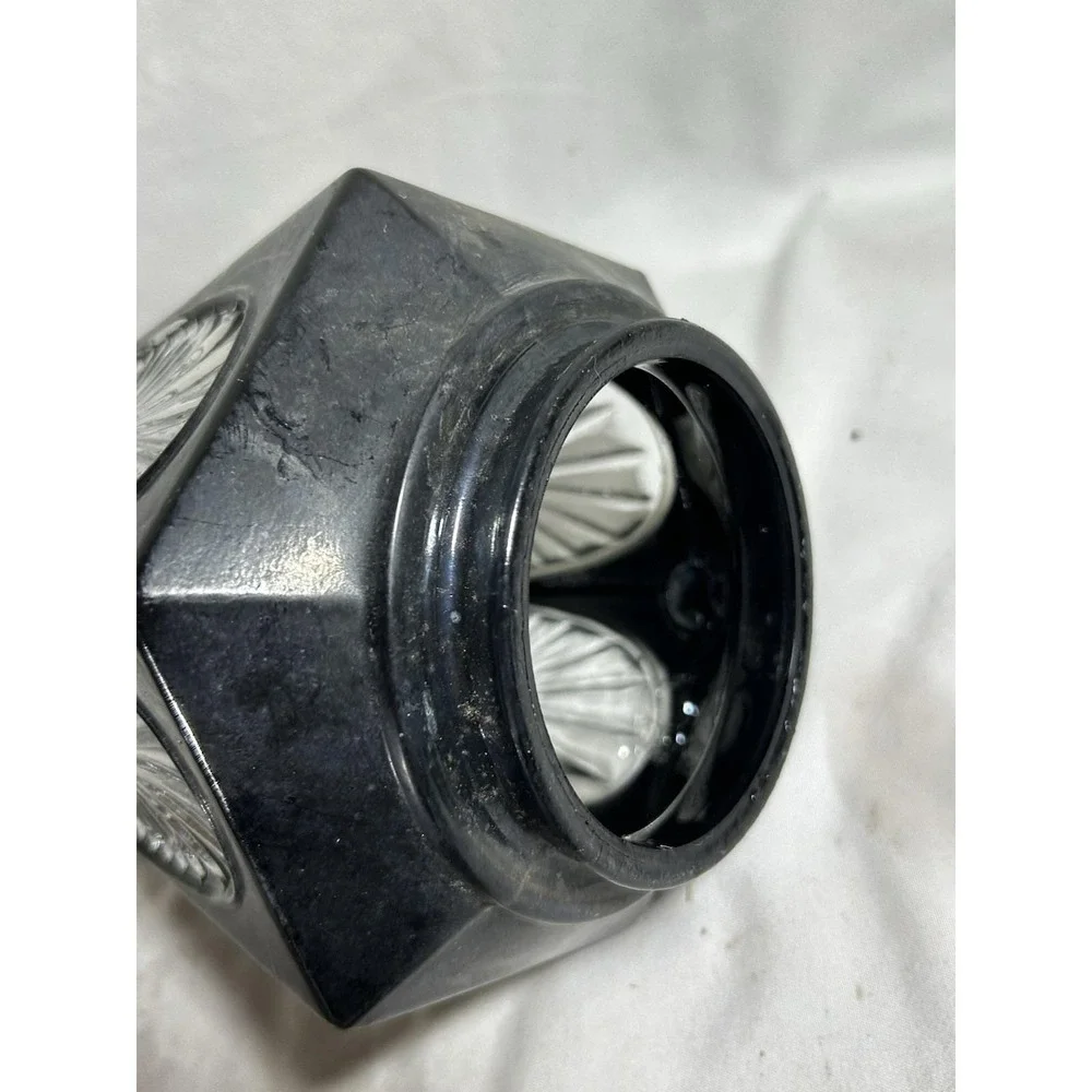 Vintage Hexagon Mid Century Glass Black Light Fixture Reclaimed MCM